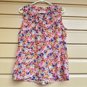 Banana Republic 100% Silk Blouse Top Floral Sleeveless Size Medium M Colorful